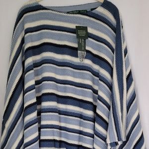 RALPH LAUREN CAPE; One size; light blue, navy, medium blue and white color.